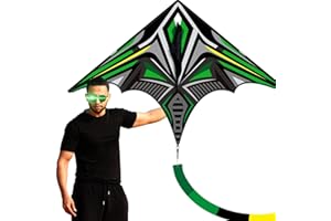 DOINFLY Delta Mecha Kite - for Kids & Adults, Easy to Fly, 36 x 55 Inches, Beginner Kites for Beach Days & Park Fun and Family Outdoor Activities, Cool Kites with Kite String Spool（Green）
