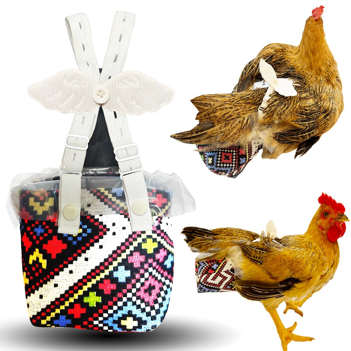 Photo 1 of ?3rd-Upgrade? Reusable 3D Chicken Diapers for Indoor Chickens – Leak-Proof 3D Pouch with Replaceable Bag, Adjustable Straps & Cross-Back Design, Fit for Hens and Roosters(Plastic Bags not Included)