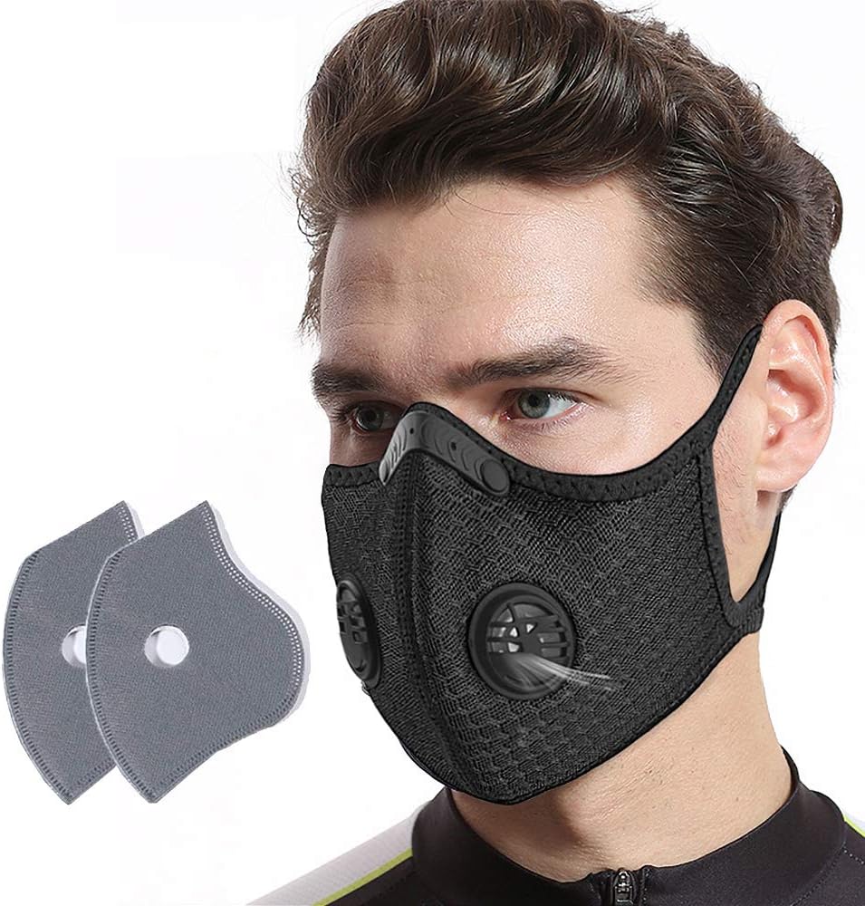 GUOO Dust Masks Activated Carbon Dustproof Mask Carbon Filters for Wood Working Mowing for Women Men Black