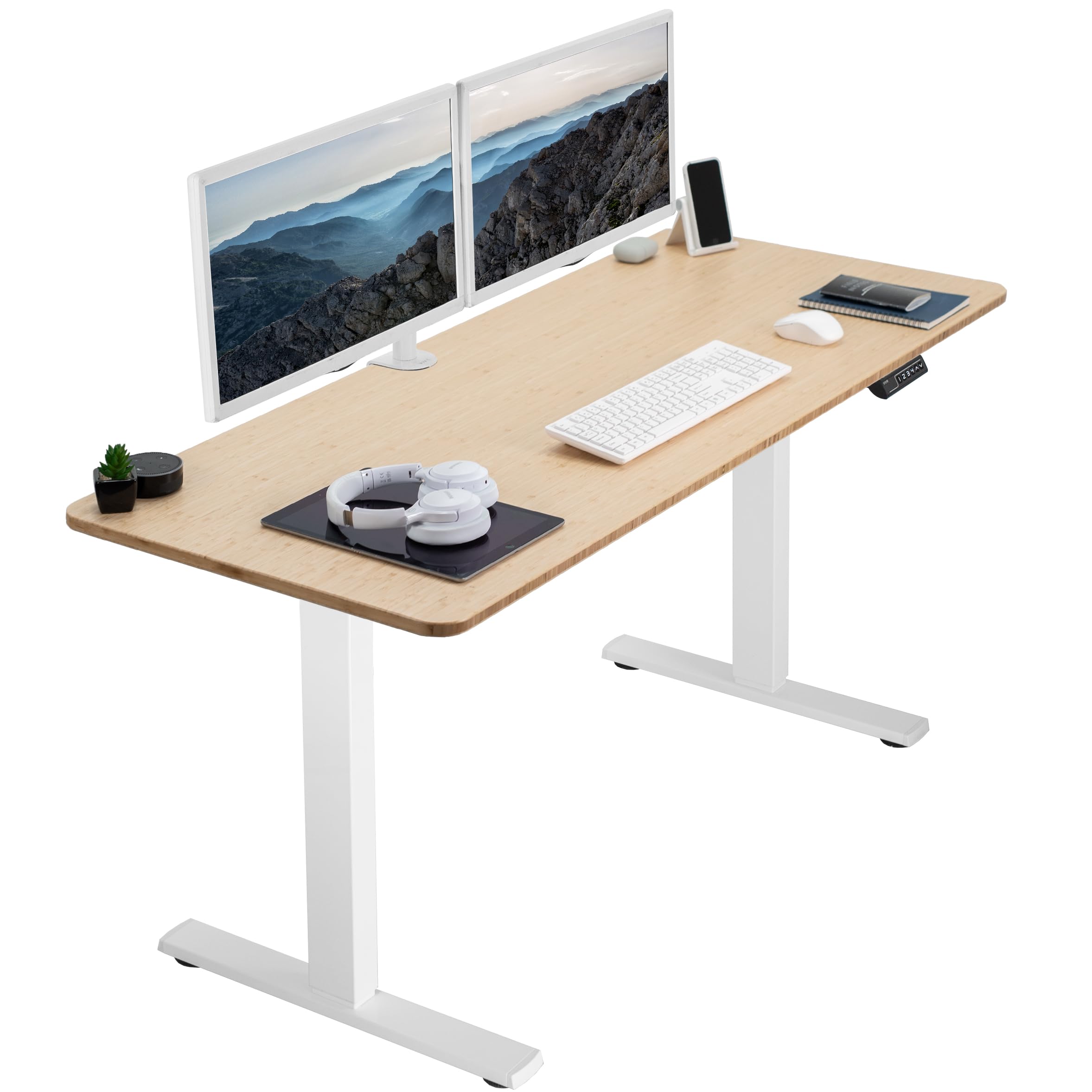 VIVO Electric 60 x 24 in Real Bamboo Standing