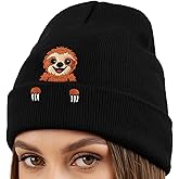 Chicingyou Sloth Beanie Hat Gifts for Women Men Sloth Lover Gifts Knit Winter Cap Embroidered Cute for Animal Lovers