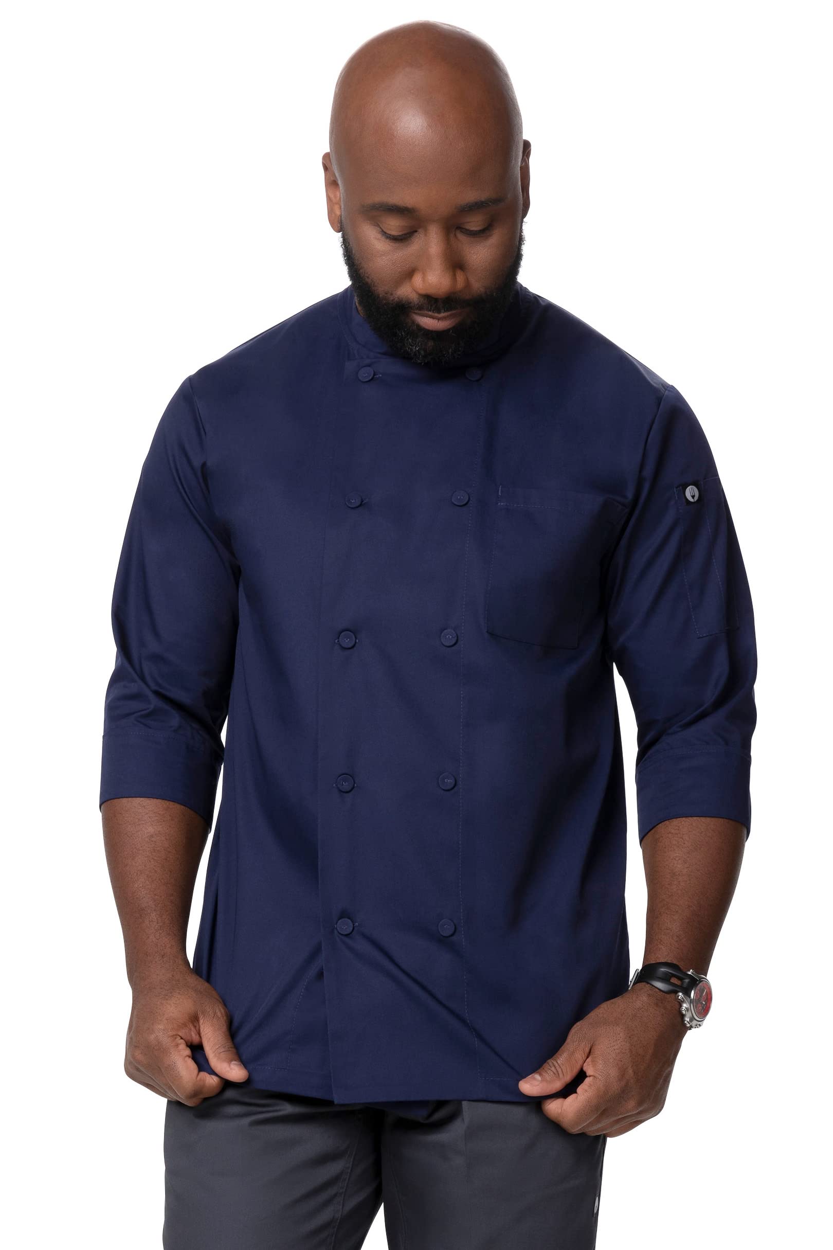 Chef Works Men's Morocco Chef Coat, Navy, 3X-Large Image
