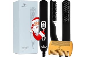 Aberlite EDC - Men's Professional Heated Beard Straightening Brush and Grooming Tool (for 0.5 inch plus Beards) (Black)