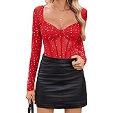 Avidlove Women Long Sleeve Bodysuit Sparkle Body Suits Top Mesh One Piece Leotard Shirt Going Out Tops Fall Outfits S-XXL