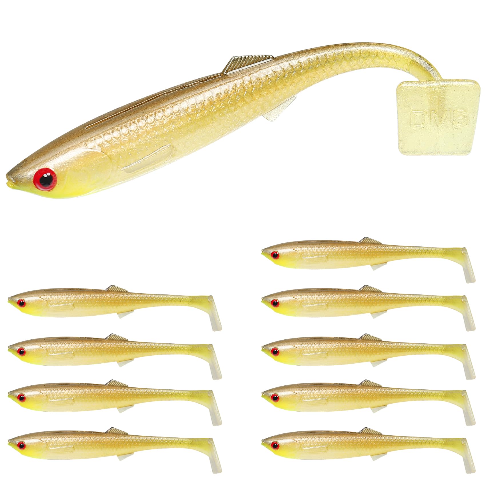 TRUSCEND Easy Catch Soft Lures, Unique Vibrating Swim Action and Trembly Sinking Move for More Bites, Amazing Soft Swimbaits for Family Fishing, Well-Made Fishing Lures for Bass Trout Crappie Walleye