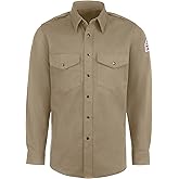 Bulwark Flame Resistant 7 oz Cotton Excel FR Snap-Front Uniform Shirt with Two Chest Pockets, Topstitched Cuff