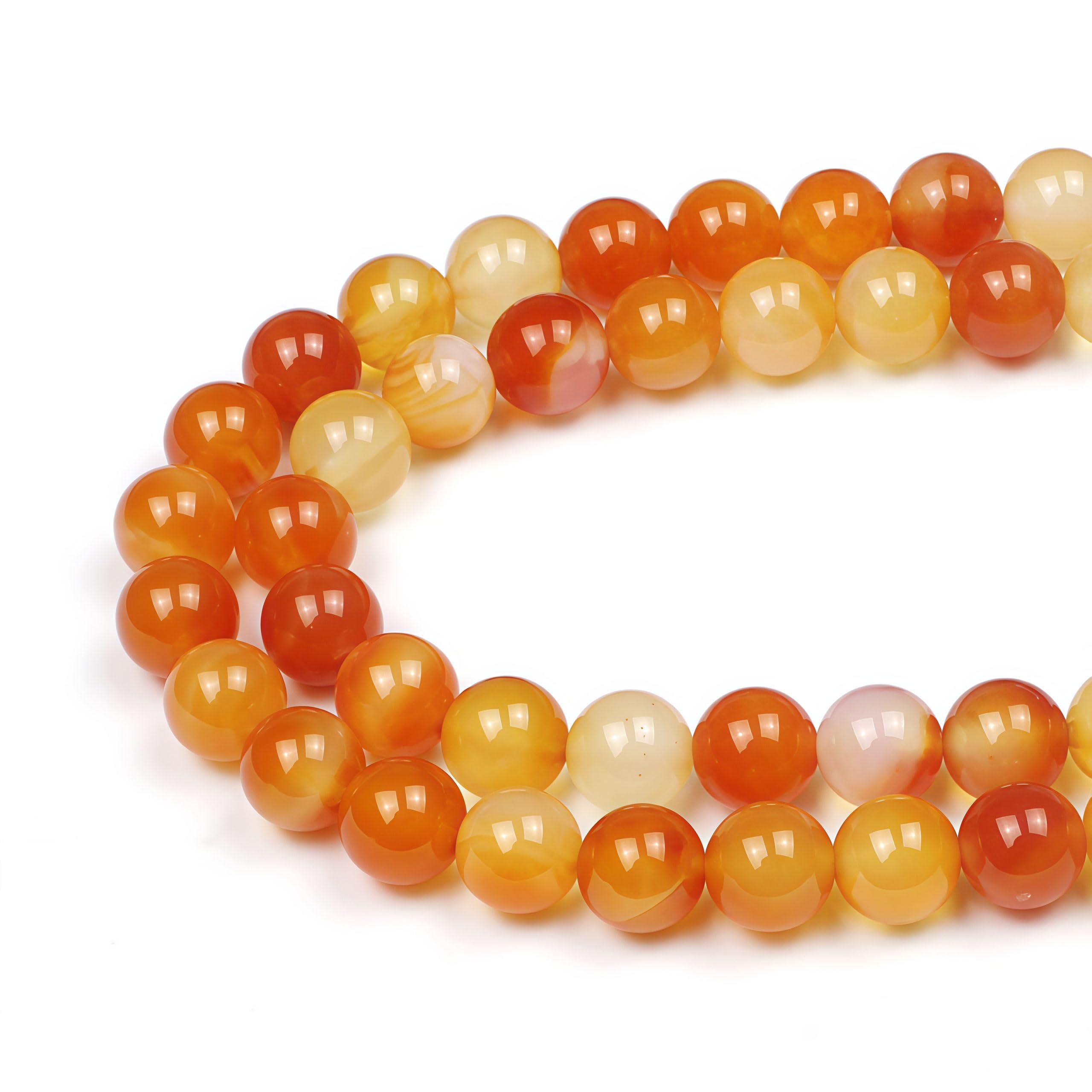 MJDCB Natural Round Stone Beads 10mm Carnelian Loose Gemstone Beads for Jewelry Making Bracelet Necklace 35pcs