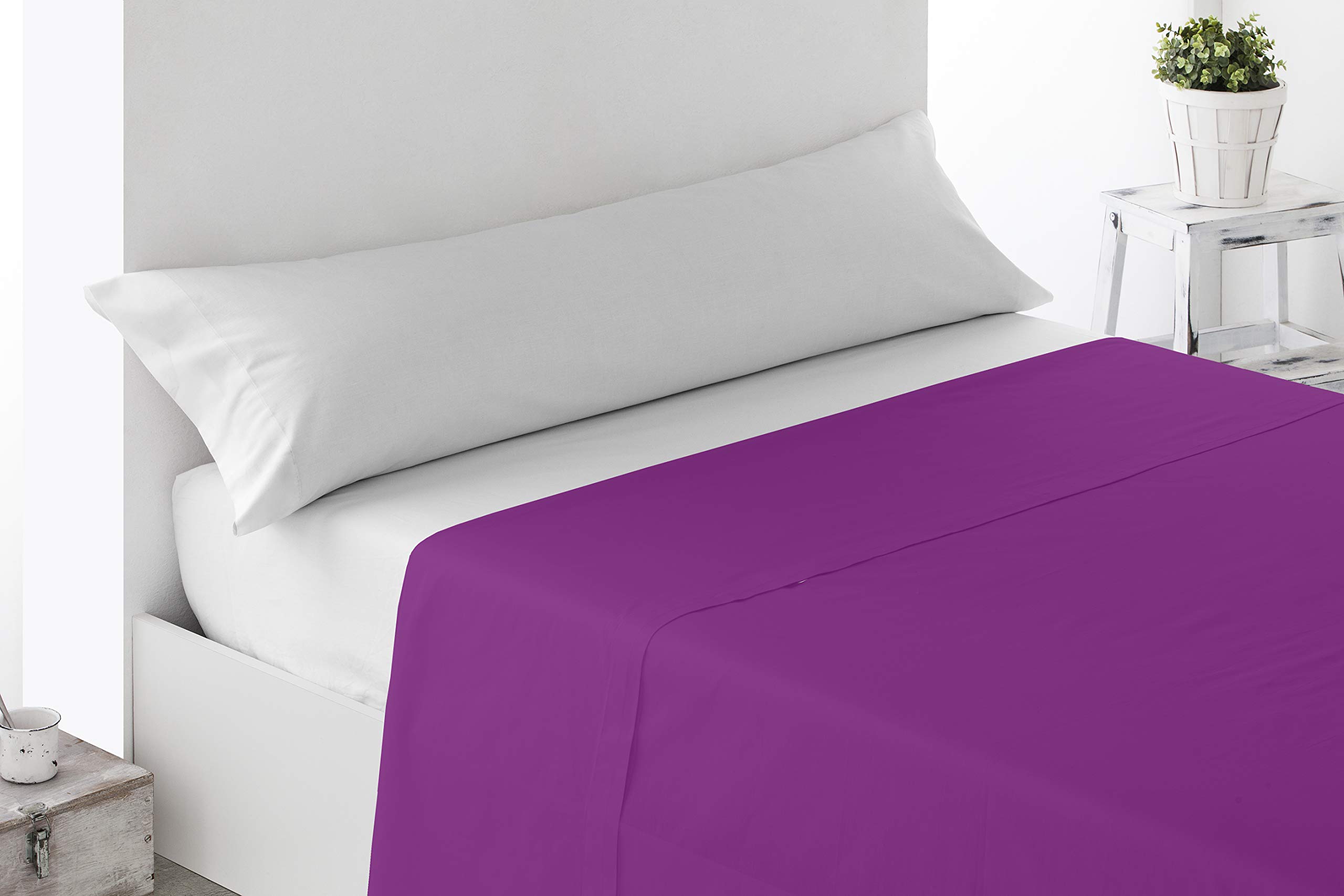 Miracle Home Soft and Comfortable 50% Polyester Aubergine Fitted Sheet 150cm
