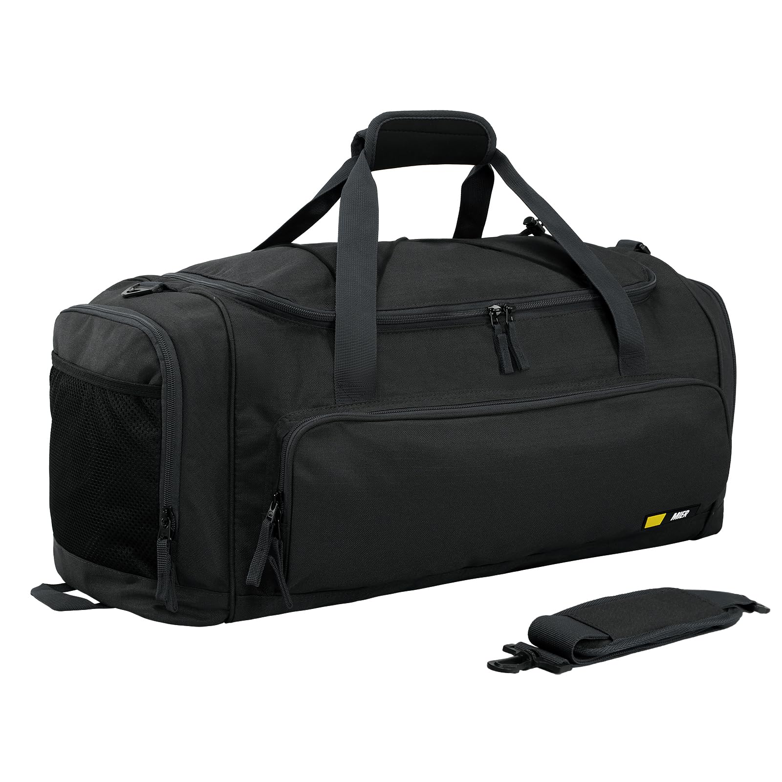 MIER Gym Bag Sports Duffel Bag for Men and Women with Shoes Compartment, Weekend Overnight Bag Carry on,All Black