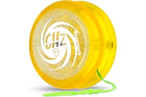 MAGICYOYO Toys Looping Yo-Yo, D1 Responsive Beginner Yoyo with Strings, Plastic Body and Great for String Tricks for Advance Players to Perform Like Pros + Extra 3 Strings -Glitter Crystal Yellow