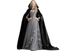 lckellong Adult Velvet Cloak Hooded Cape Medieval Cloak Renaissance Cape Halloween Queen King Robe Costume
