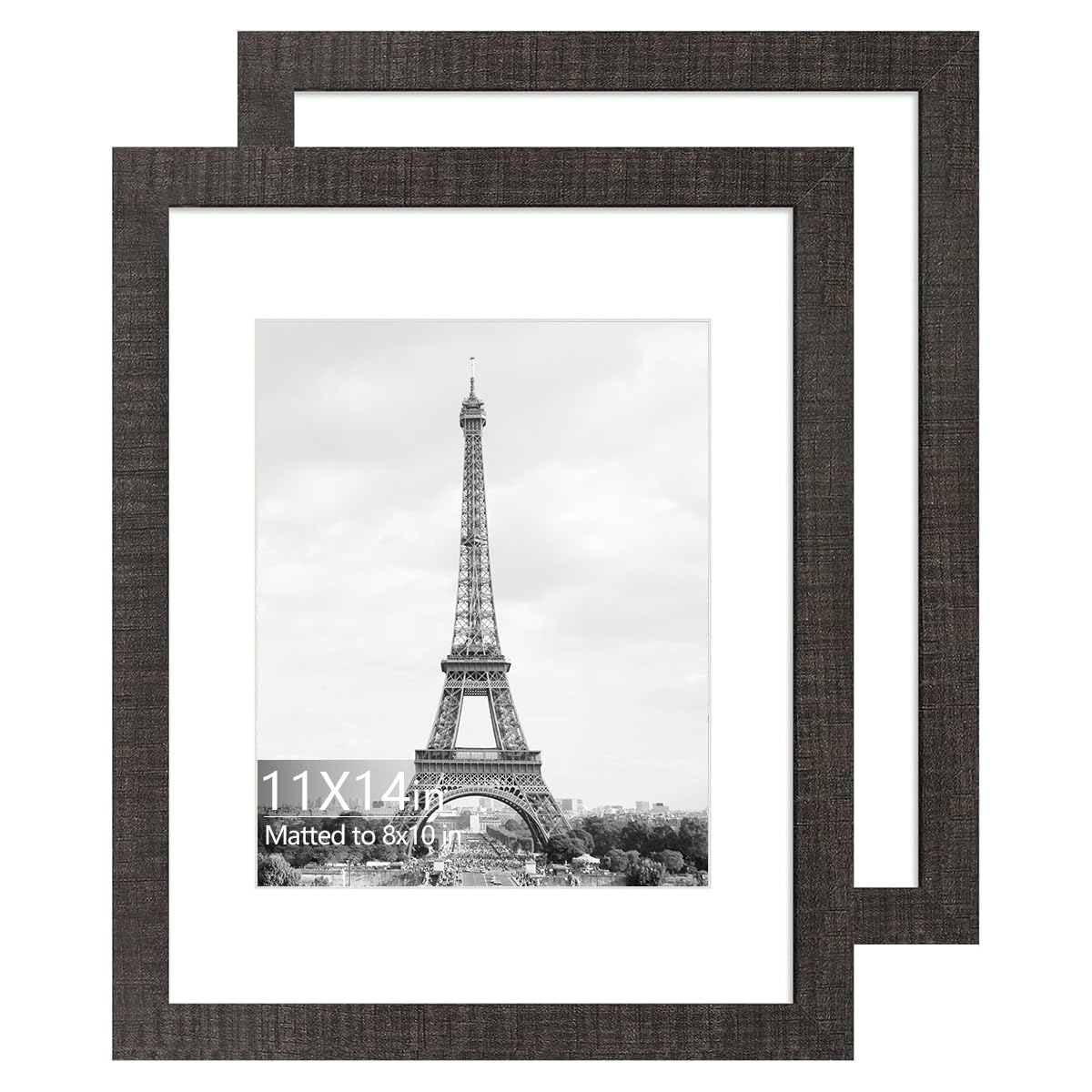 iRahmen 11x14 Picture Frame Set of 2 with HD Plexglass, Display Picture 8x10 with Mat or 11 x 14 without Mat, Rustic Photo Frame for Poster Gallery Wall Mounting Horizontal Vertical