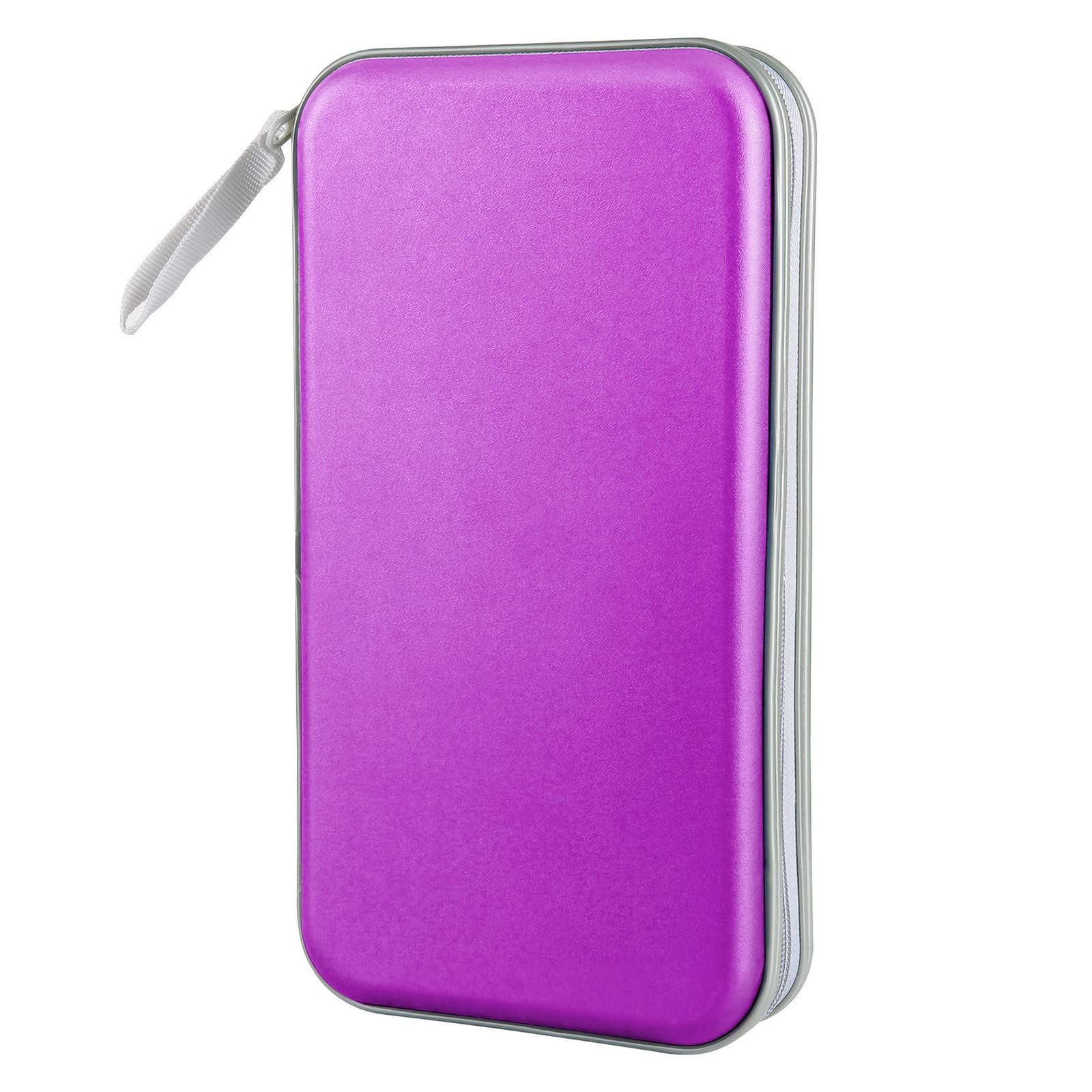 Siveit CD Case, DVD Case Holder 96 Capacity Hard Plastic CD DVD Disc Cases Storage Binder Wallet for Car Home Office Travel (Purple)