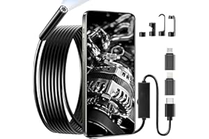 FDKENE Endoscope Camera with Light, 1080P HD Borescope with 8 Adjustable LED Lights, Inspection Camera IP67 Waterproof, Endoscope with Semi-Rigid Snake Cable for iOS, Android Phone (16.4ft)