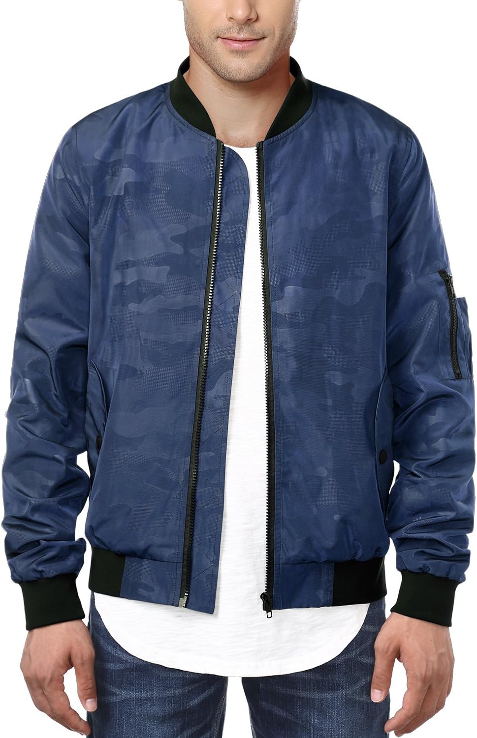 HEMOON Men's Casual Sportswear Lightweight Baseball Bomber Jacket