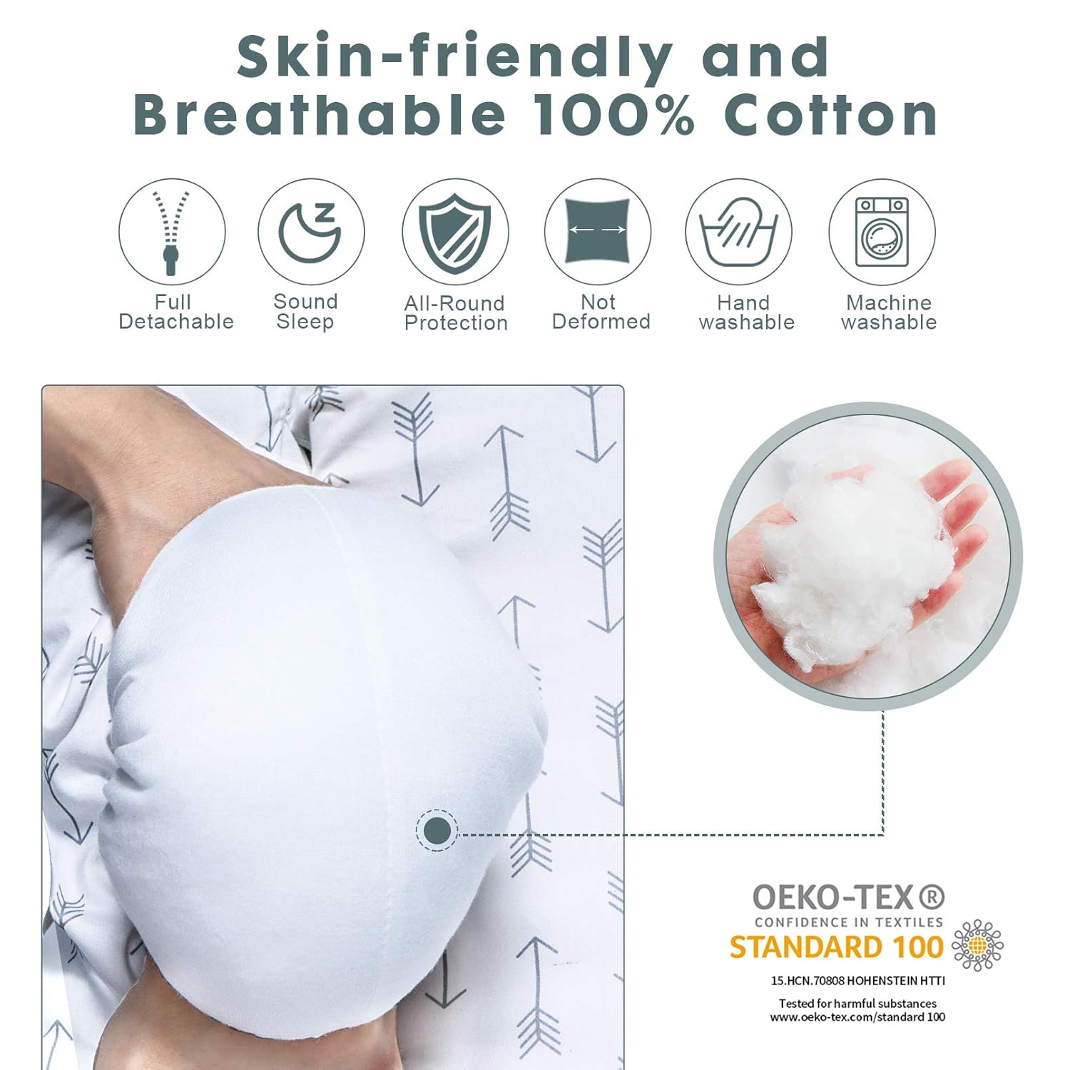 EIH Baby Nest,Baby Lounger Co-Sleeping Baby Bassinet for Bed Newborn Lounger 100% Soft Cotton Breathable and Portable Crib with Pillow Perfect for Traveling and Napping (Arrow): Baby