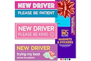 Rio Salto 3-Pack Large Reflective New Driver Car Magnet Please Be Patient Magnet Permit Student Driver Magnets Cool Prank Rookie Funny Magnetic Accessories Bumper Pink (I'm New, Cute and Nice)