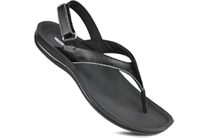 AEROTHOTIC Comfortable Arch Support Slingback Flats for Women Sandals Cute Soft T-Strap Toe Post Casual Fashion Dressy Flip Flops Vacation Essentials