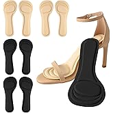 XINIFOOT 4 Pairs High Heel Inserts Women, 3/4 Length Women Thin Shoe Insoles for High Heels, Pumps, Open Toes, Flats, and Sandals, Cushion for Heel and Ball of The Foot, Shock Absorption (Black+Beige)