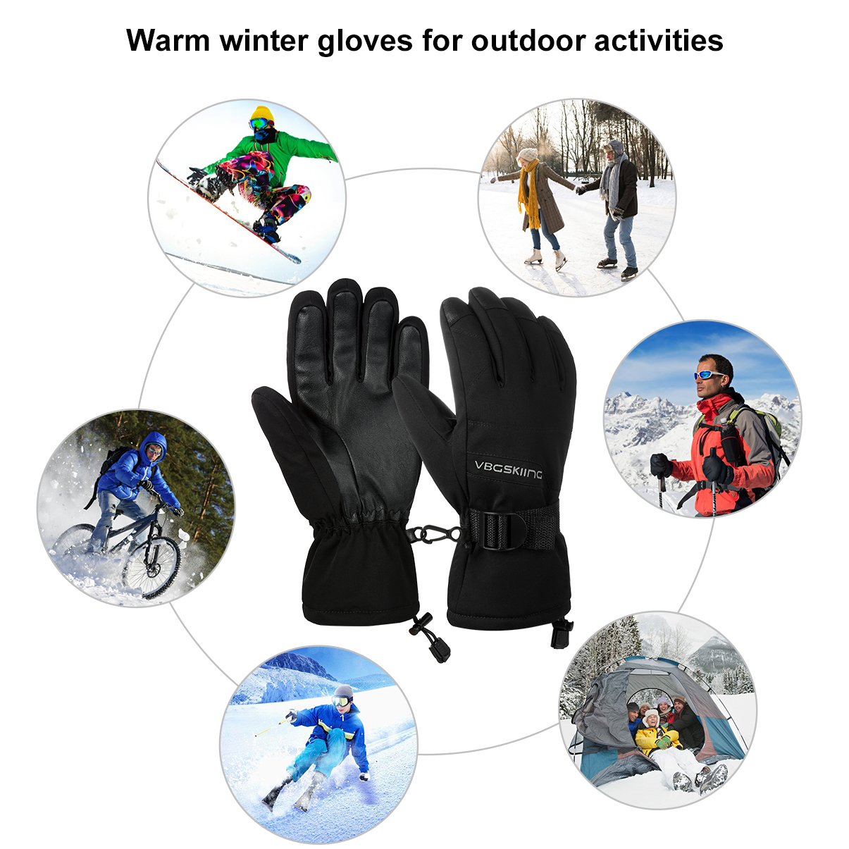 VBIGER Impermeables Guantes de Esquí Guantes Bicicleta Alpinismo Moto,Unisex