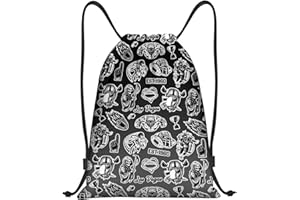 MAUPIVAE Las Vegas Drawstring Bags, Football Lovers Gym Sports Backpack, Black and Silver Hiking Travel Bag for Men Women