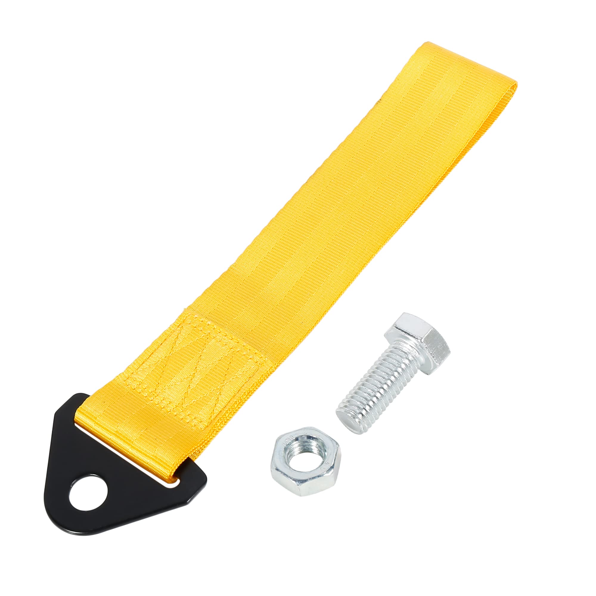 X AUTOHAUX Yellow Universal Auto Tow Towing Hook Bumper Trailer Belt Strap