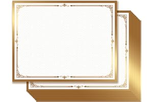 KIDEPOCH Award Certificate Papers, 50 Sheets Blank Gold Foil Certificate Border for Diploma, Participation Awards, Laser and Inkjet Printer Friendly, 8.5x11 inches.