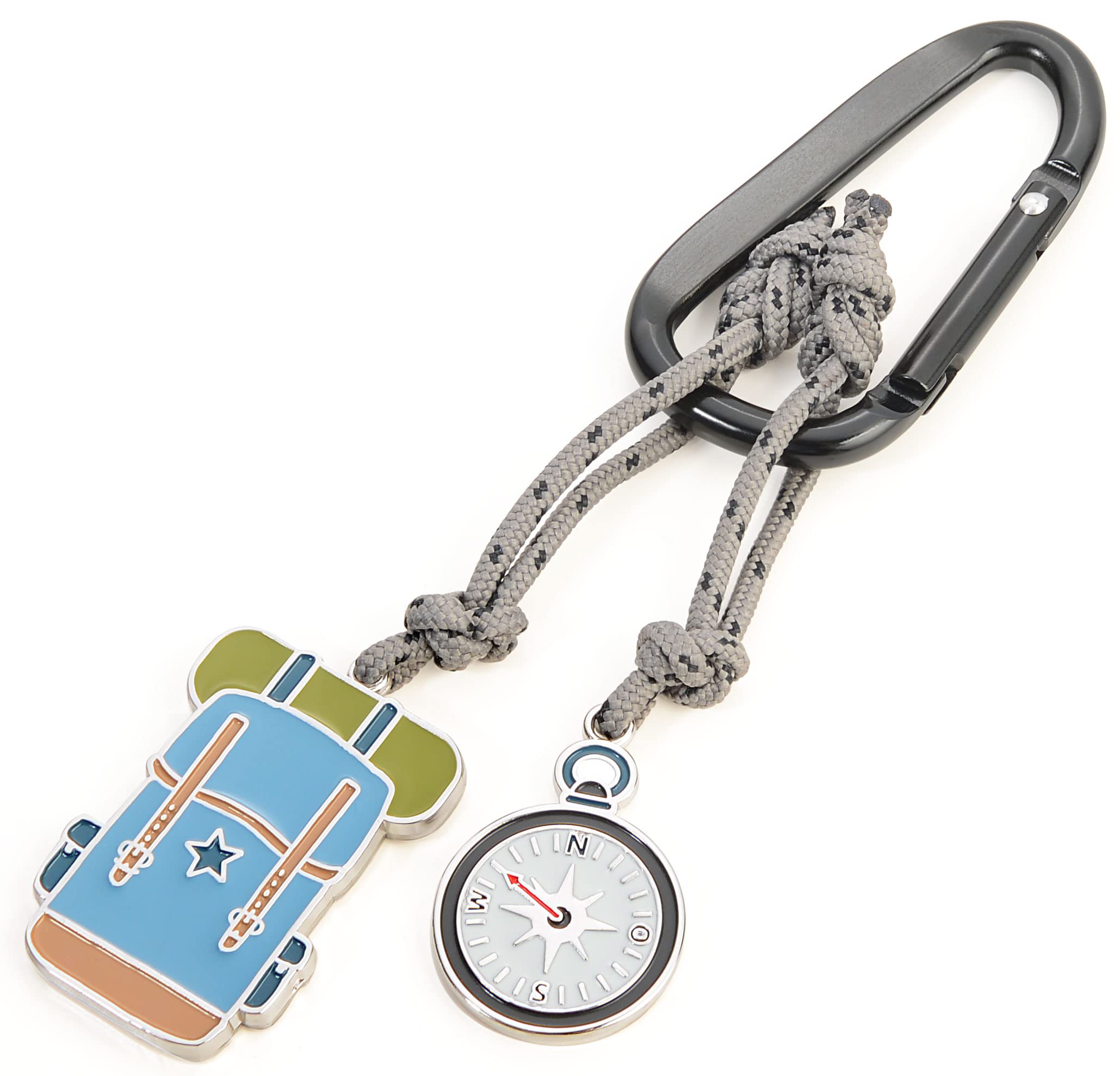 Troika KR22-06/BK Aluminum Enamel Cast Metal Nylon Hiking Backpack Compass Keyring, Black, handlich, Keyring