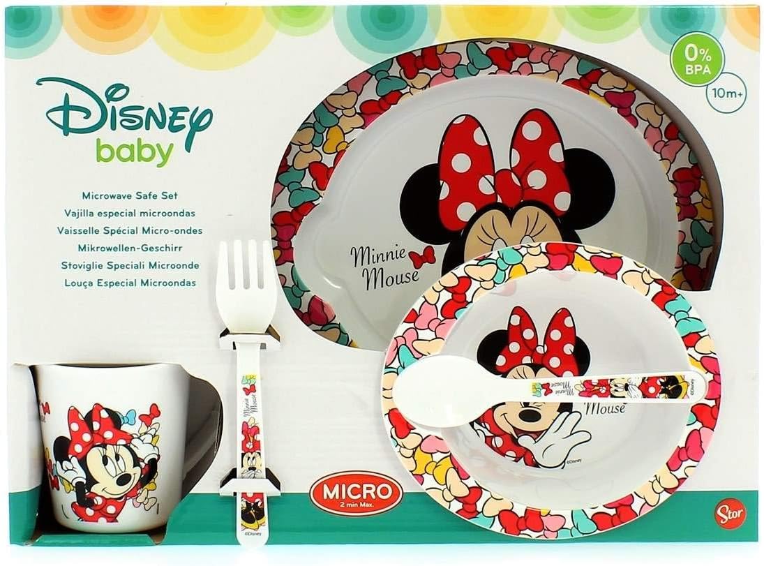 Set Micro Bebe 5 Pieces Assiette Bol Tasse Et Couverts Minnie Mouse Couleur Bows Le Repas De Bebe Bebe Puericulture Lawawarenesssociety In