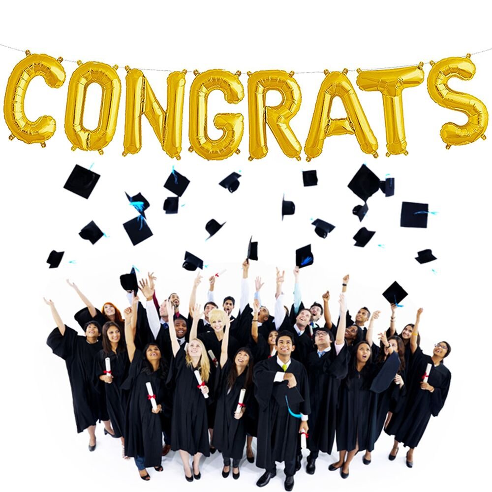 Congrats Balloons Banner Gold Alphabet Balloons Aluminum Film