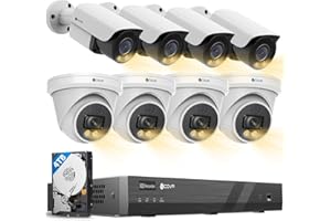 FORCOVR 4COVR 16 Channel PoE Security Camera System for Business, 2-Way Audio Talk, Person Vehicle Detection & Smart Color Night Vision, 4K NVR & 4TB, 4 Dome 4 Bullet 8MP Wired IP Camera IP67, LYH37Y8M1608