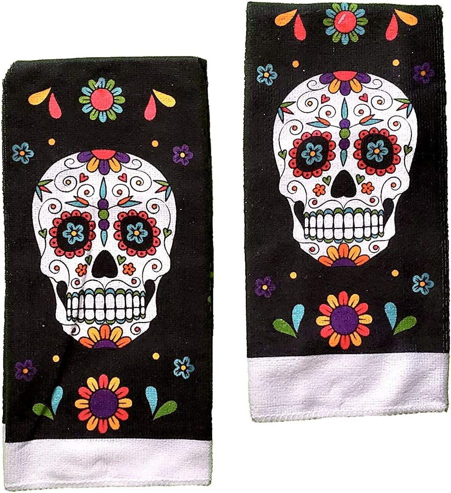 Decorative Towels Kitchen Hand Towels For Decoration Kitchen Towels Hand Towels For Bathroom Halloween Day Of The Dead Sugar Skull Set Of 2 Towels Kitchen Towel Set Hand Towels Home Kitchen
