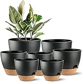 Indoor Pots For Plant Self Watering Plant Pots For Lazy People, 8/7.5/7/6.5/6/5.5/5 Inch,Black Plastic Self Watering Planter For All Houseplants,Succulent, African violets, Flowers And Cactus