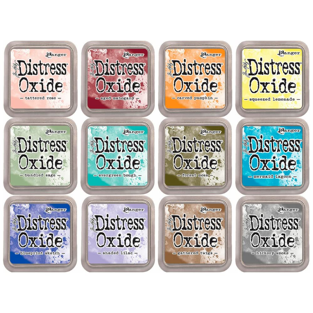 Pigment and Dye Fusion Ink Kit with Felt Buffer | Matte Finish | Ranger Distress Oxide - Designed by Tim Holtz | Kit Number 3 | Approximate Size 7.6 x 7.6 cm (3" x 3")