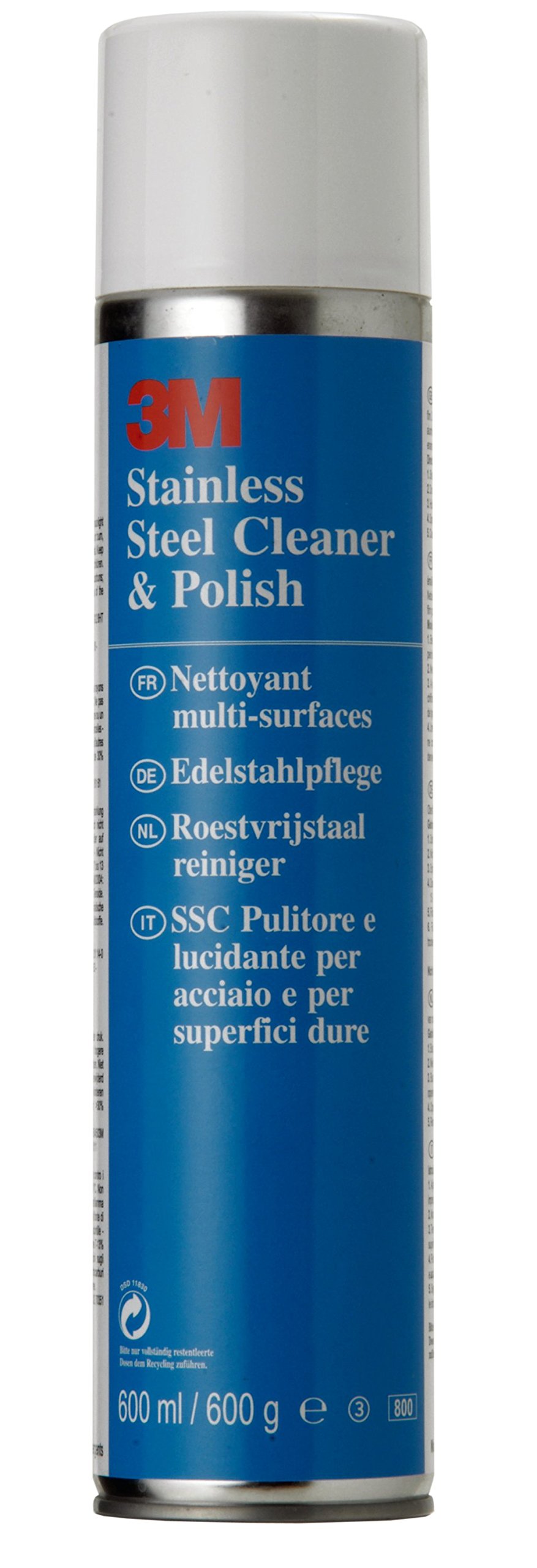 3M Stainless Steel Cleaner & Polish Aerosol, 600 ml | ideal for stainless steel, brass, chrome and aluminium surfaces | resists fingerprints and marking