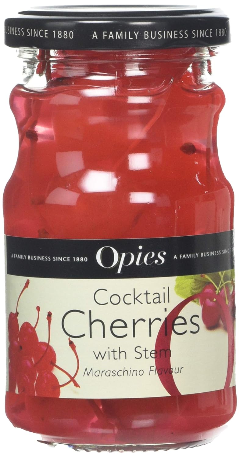Opies Red Marachino Cocktail Cherries with Stem 225g Jar Marachino