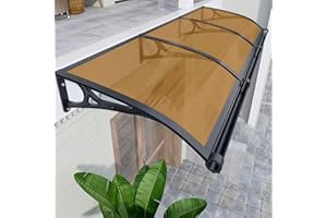 BZZQ Awnings for Windows Outside, Aluminum Bracket awnings, Black Bracket awnings, Suitable for terraces, Bedroom Windows, rain and Snow Protection, Sunshade, Easy to install-Brown-60x100cm/24x40in