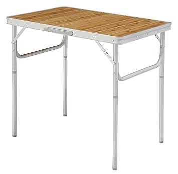 CampAir Campingtisch mit Tragetasche - Höhenverstellbarer Klapptisch aus Aluminium und Bambusholz
