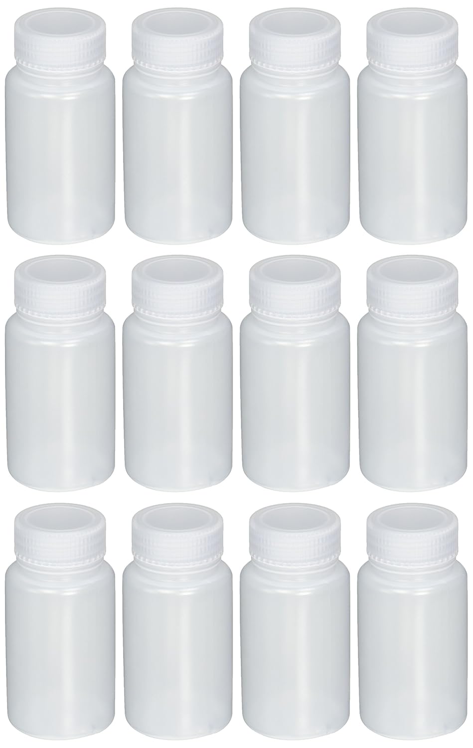 Azlon 3016650004 LDPE Wide Mouth Plastic Lab Sample Bottle Pack of 12
