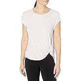 Andrew Marc Women's Luxe Rib Cap Sleeve Twist Front Tee