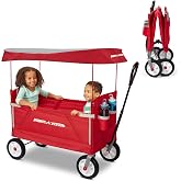 Radio Flyer 3-in-1 Off-Road EZ Fold Wagon with Canopy, for Kids 1.5+, 3-in-1 Push or Pull, with Bench Mode, One Hand Flat Fold, Off-Road Tires, DuraClean Fabric, Seat Belts, Stroller Wagon for Kids