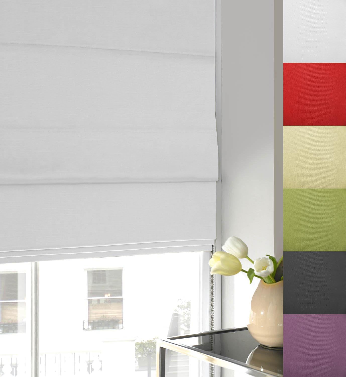 Twill Roman Blind [White, 45cm x 135cm]