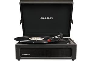 Crosley CR8017B-BK Voyager Vintage Portable Vinyl Record Player Turntable with Bluetooth in/Out and Built-in Speakers, Black