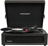 Crosley CR8017B-BK Voyager Vintage Portable Vinyl Record Player Turntable with Bluetooth in/Out and Built-in Speakers, Black