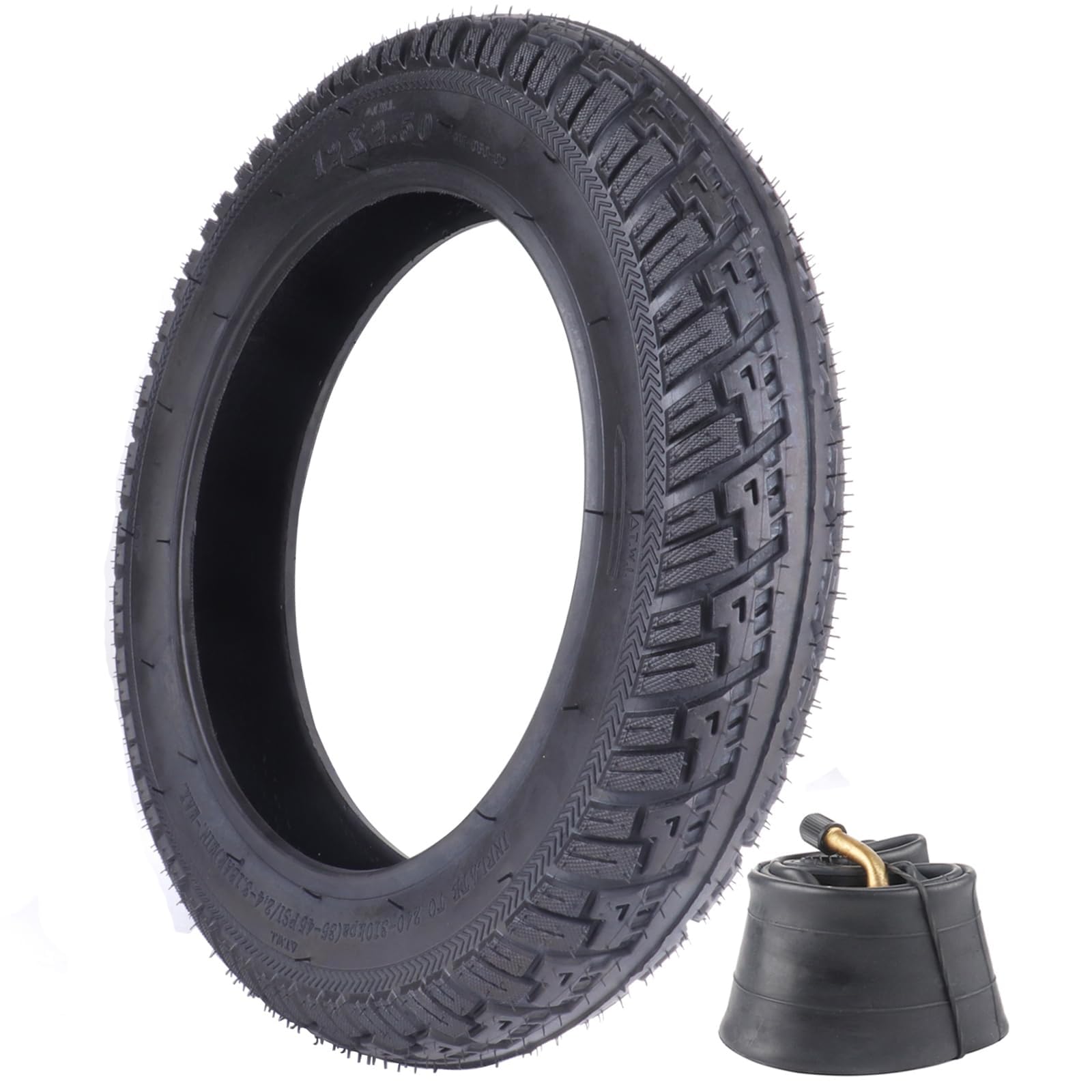 Photo 1 of 12x2.50 Replacement Tire & Inner Tube Set with Angled Valve Stem for Kid Bike Tire Tubes,Electric Scooters,EBike,Replacing 12x2.125 12-1/2"x2-1/4" (62-203) Tires