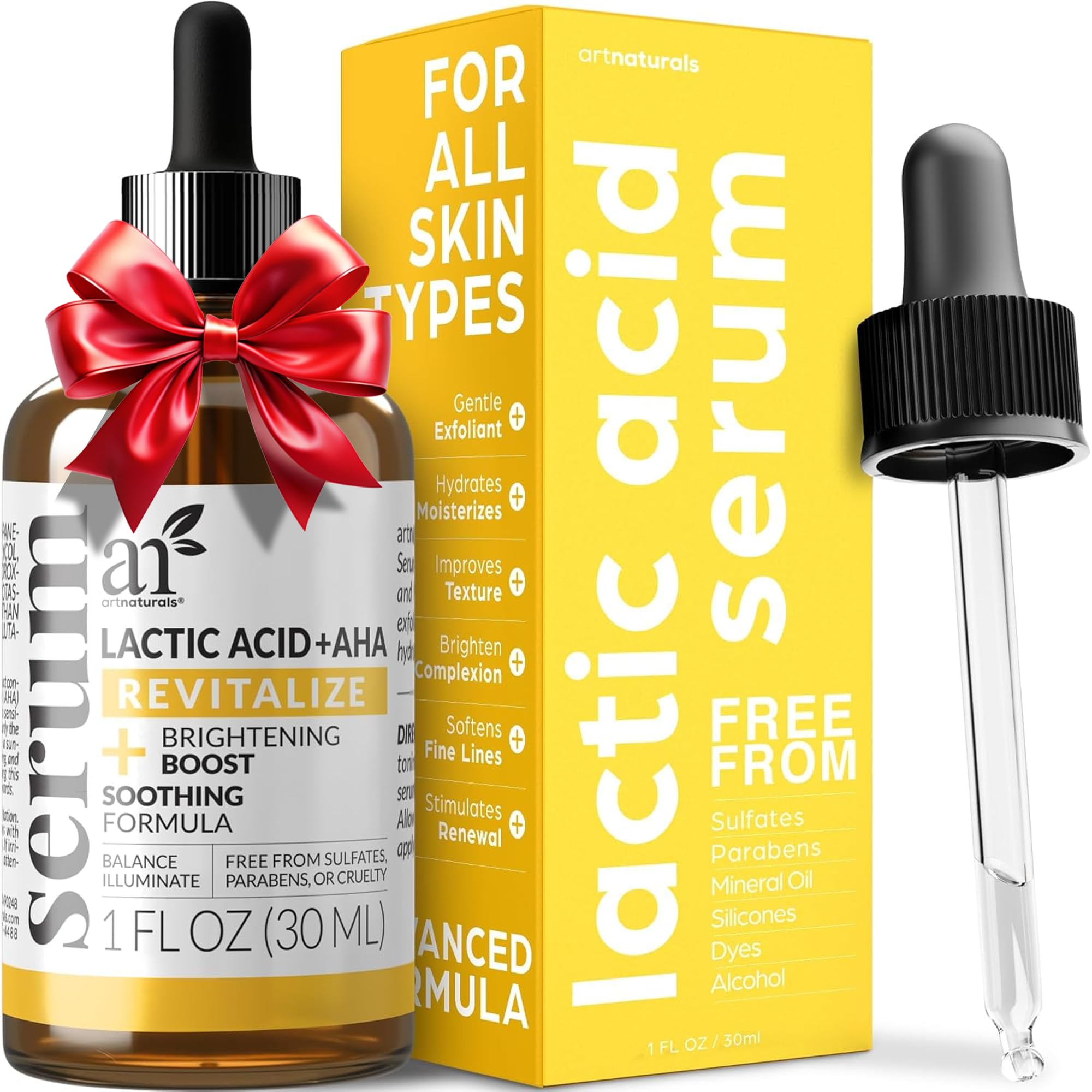 Lactic Acid 7% + AHA 5% Serum for Face 30ml - A Mild Lactic Acid Superficial Peeling Formulation Brightening Boost with Renewing Formula - Scars, Acne, Wrinkles - Exfoliates and Moisturizes the Skin