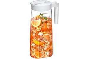 Amazing Abby - Slim - Tritan Pitcher (64 oz), Unbreakable Plastic Water Pitcher with Lid, BPA-Free, Heat-Resistant, Dishwasher-Safe, Great for Both Iced and Hot Drinks, Indoors and Outdoors, White