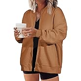 Eytino Womens Plus Size Jackets Long Sleeve Full Zip Casual Lightweight Fall Jacket(1X-5X)