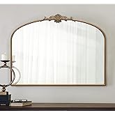 Besdomus Vintage Arched Gold Mirror: 40"x30" Large Gold Antique Wall Mounted Mirror - Baroque Traditional Ornate for Entryway