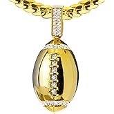 metaltree98 Men's Iced Gold Silver Plated Football Pendant 20" or 24" Maimi Cuban Chain Necklace BCH 1085